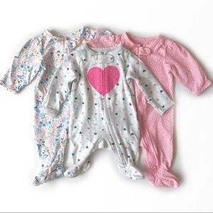 (w/Bonus!) CARTERS Double Zipper Footies x3